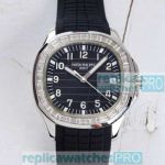 Swiss 9015 Copy Patek Philippe Aquanaut Black Dial Black Rubber Strap Watch